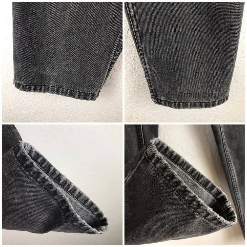 Vintage Men's Guess Jeans Faded Black Cotton Denim Thrashed Grunge USA Made 30